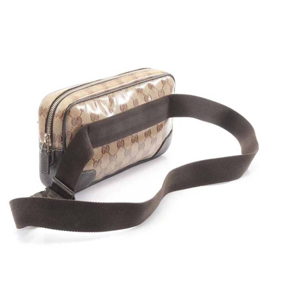 Gucci Beige Leather Crystal Canvas Bag Body Waist Brown Cream GG Brown Cream